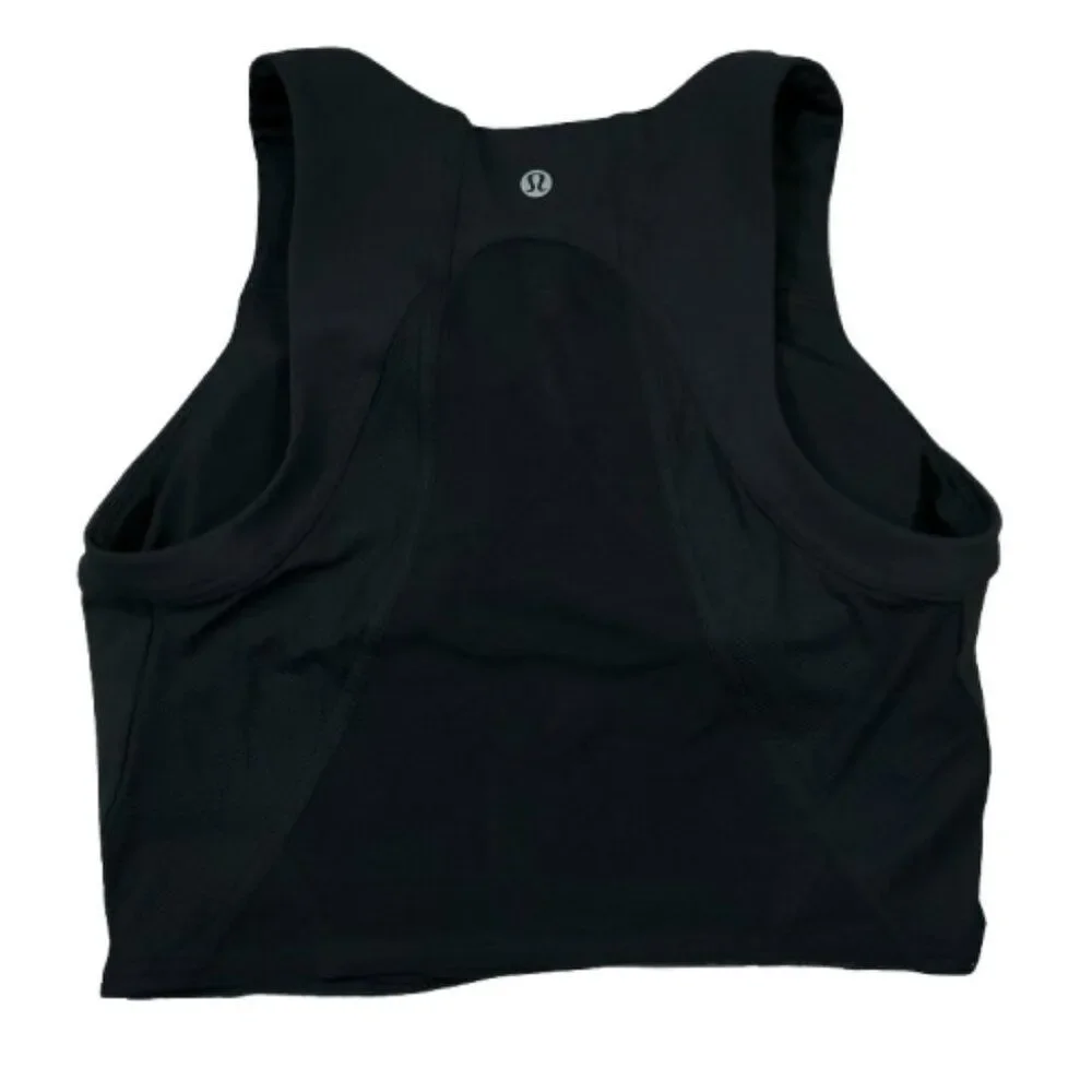 Lululemon Mesh Panelled Training Shelf Tank Top Size 8 Black Lined